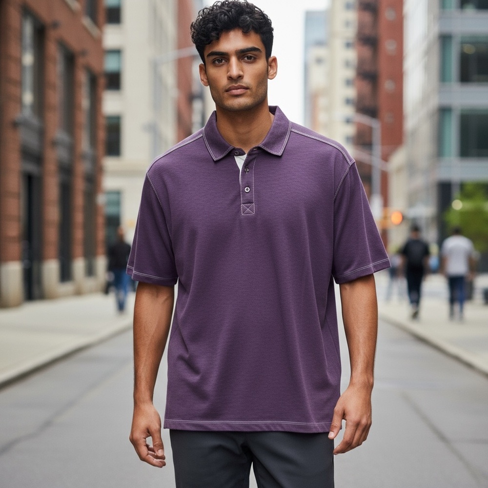 Johnston & Murphy Purple Polo with white trim details. XL - never worn.